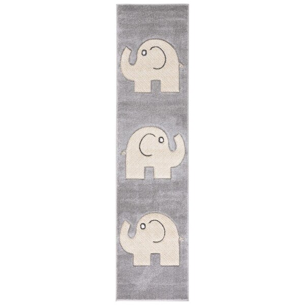 Safavieh 2 x 8 ft. Carousel Kids 100 Power Loomed Runner Area Rug Grey & Ivory - CRK165B-28