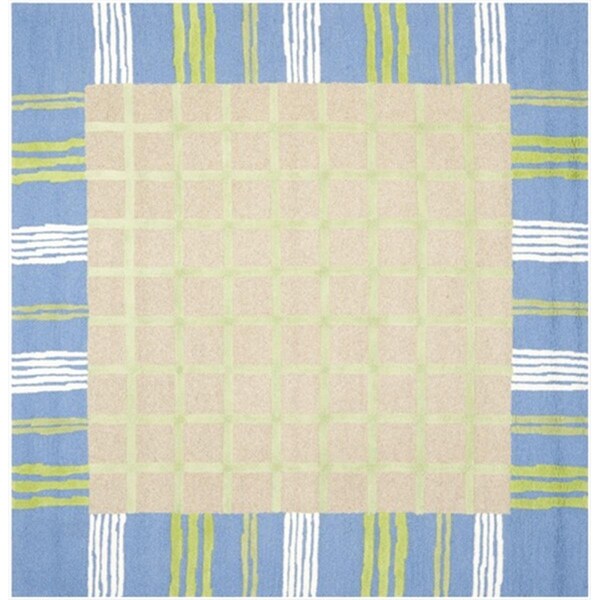 Safavieh 7 x 7 ft. Square Novelty Kids Taupe and Blue Hand Tufted Rug - SFK320A-7SQ