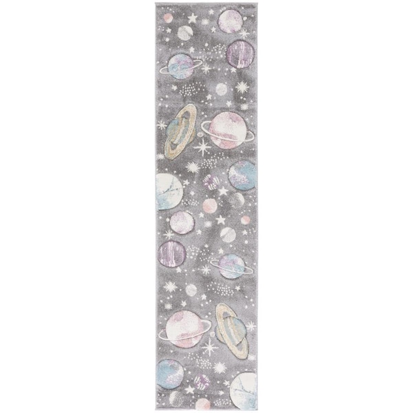 Safavieh 2 x 8 ft. Carousel Kids Power Loomed Runner Rug Grey & Lavender - CRK103F-28