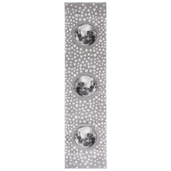 Safavieh 2 x 8 ft. Carousel Kids 100 Power Loomed Runner Area Rug Light Grey & White - CRK135F-28