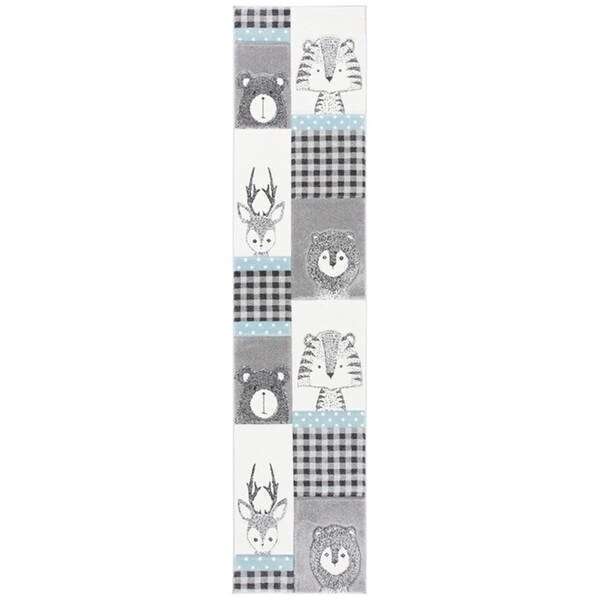 Safavieh 2 x 8 ft. Carousel Kids Youth Runner Power Loomed Rug Grey & Ivory - CRK188B-28