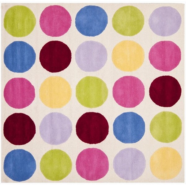 Safavieh 7 x 7 ft. Square Novelty Kids Ivory and Multicolor Hand Tufted Rug - SFK386A-7SQ