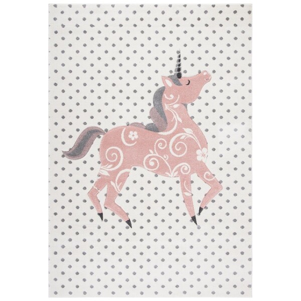Safavieh 2 x 3 ft. Carousel Kids & Youth Rectangle Rug, Ivory Grey & Pink - CRK163B-2