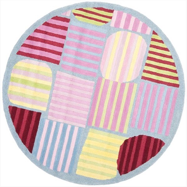 Safavieh 6 x 6 ft. Round Novelty Kids Blue and Multicolor Hand Tufted Rug - SFK312A-6R
