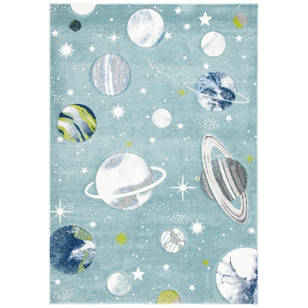 Safavieh 2 x 3 ft. Carousel Kids Contemporary Rectangle Rug, Teal & Ivory - CRK103J-2