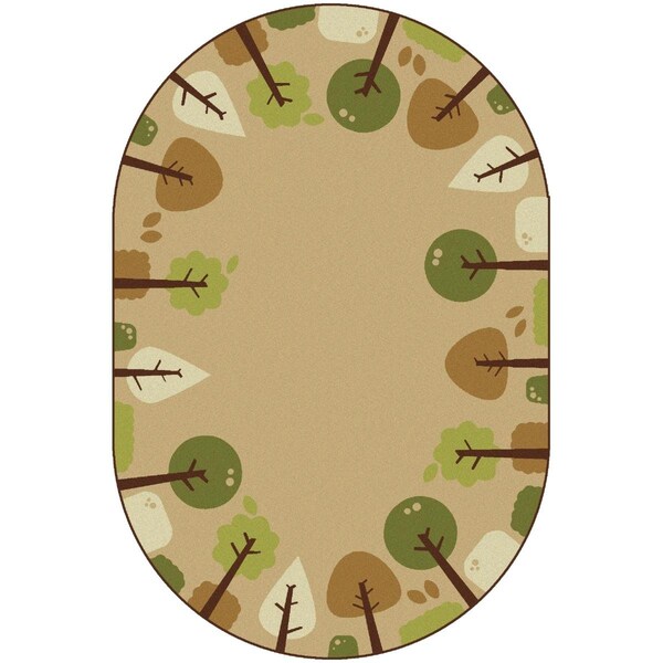 Wall-To-Wall 4 x 6 ft. Kidsoft Tranquil Trees Rug, Tan - Oval - WA2547368