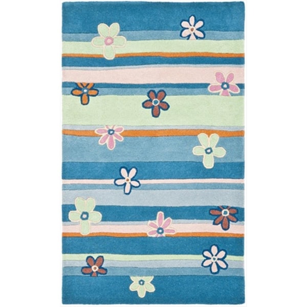 Safavieh 3 x 5 ft. Small Rectangle Novelty Kids Blue and Multicolor Hand Tufted Rug - SFK750A-3