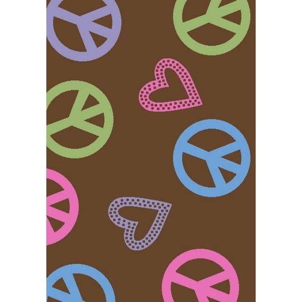 Concord Global 2 ft. 7 in. x 4 ft. 1 in. Alisa Peace and Polka Hearts - Brown - 22883