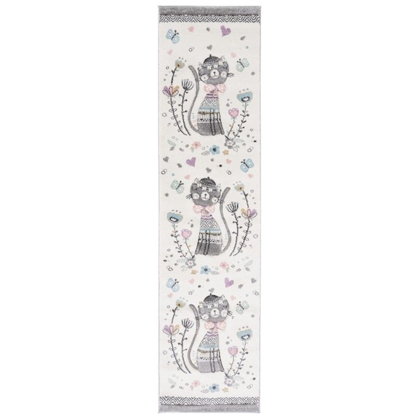 Safavieh 2 x 8 ft. Carousel Kids 100 Power Loomed Runner Area Rug Ivory & Pink - CRK187A-28