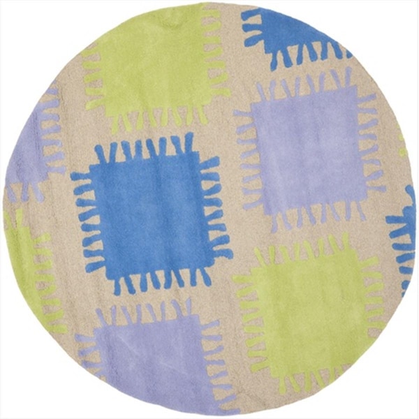 Safavieh 6 x 6 ft. Round Novelty Kids Beige and Multicolor Hand Tufted Rug - SFK352A-6R