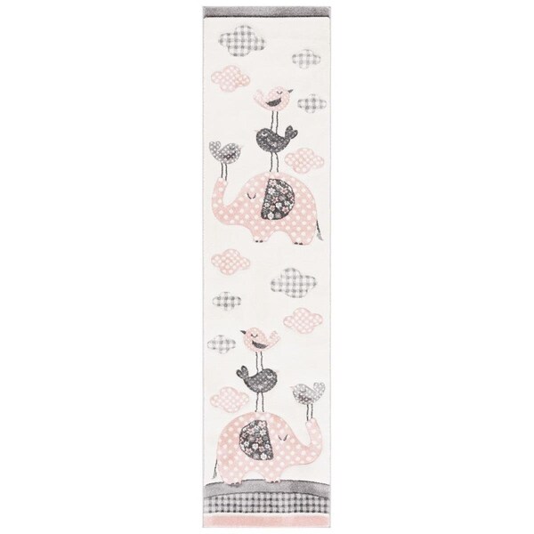 Safavieh 2 x 8 ft. Carousel Kids 100 Power Loomed Runner Rug Pink & Ivory - CRK127P-28