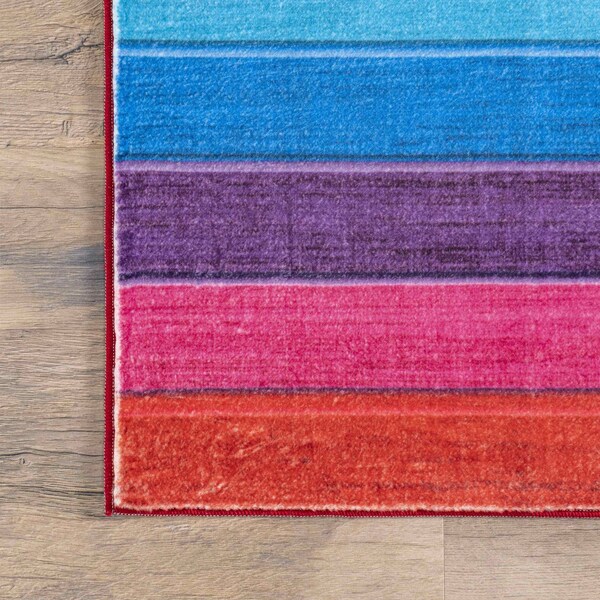 Nuloom Henriette Rainbow Machine Washable Kids Area Rug 5ft x 7ft 6in - HJCL05A-5076