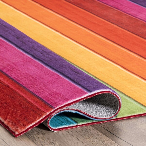 Nuloom Henriette Rainbow Machine Washable Kids Area Rug 5ft x 7ft 6in - HJCL05A-5076