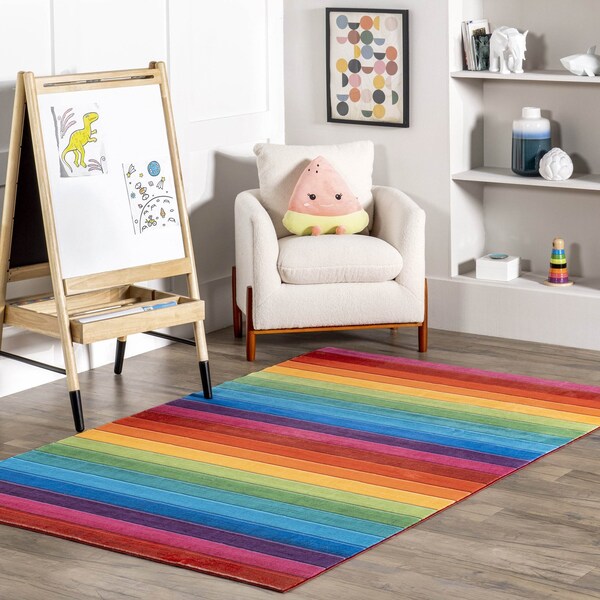 Nuloom Henriette Rainbow Machine Washable Kids Area Rug 5ft x 7ft 6in - HJCL05A-5076