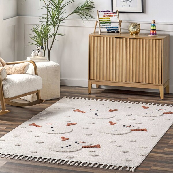 Nuloom Kilah Snowmen High-Low Kids Tasseled Area Rug 7ft 10in x 10ft 10in - KKLR36A-71001010