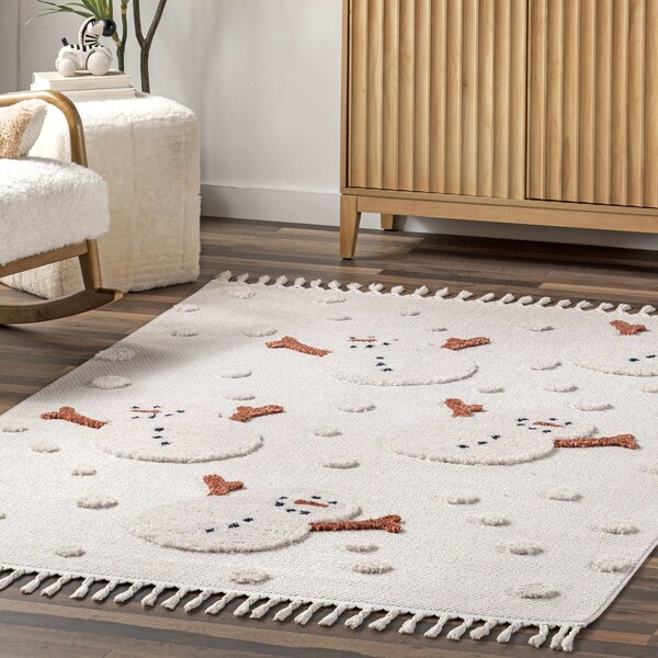 Nuloom Kilah Snowmen High-Low Kids Tasseled Area Rug 7ft 10in x 10ft 10in - KKLR36A-71001010