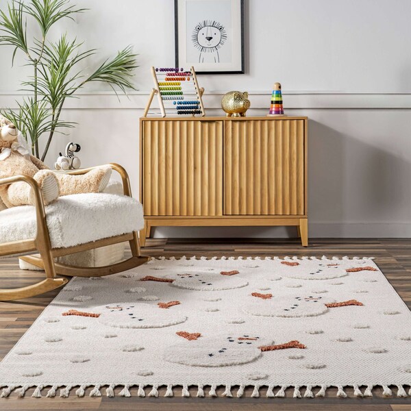 Nuloom Kilah Snowmen High-Low Kids Tasseled Area Rug 7ft 10in x 10ft 10in - KKLR36A-71001010