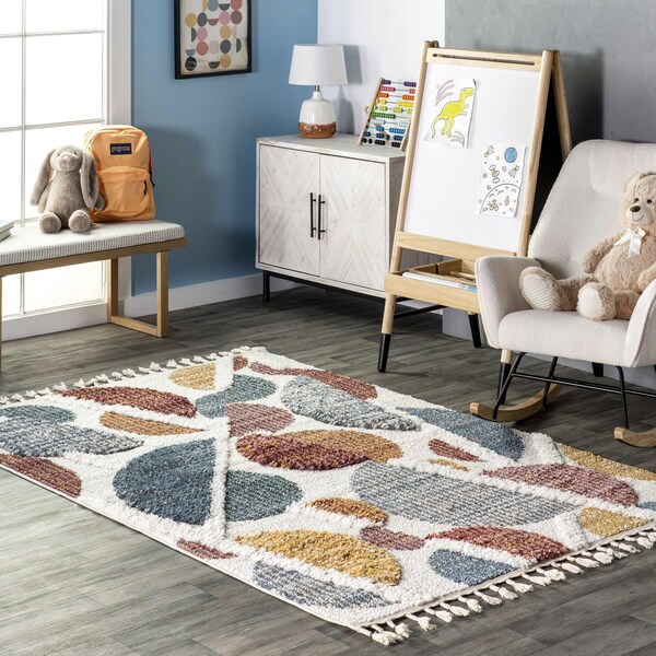 Nuloom Chaya Abstract High/Low Kids Tassel Area Rug 5ft 3in x 7ft 6in - OZOT12A-508