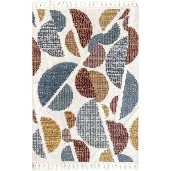 Nuloom Chaya Abstract High/Low Kids Tassel Area Rug 5ft 3in x 7ft 6in - OZOT12A-508