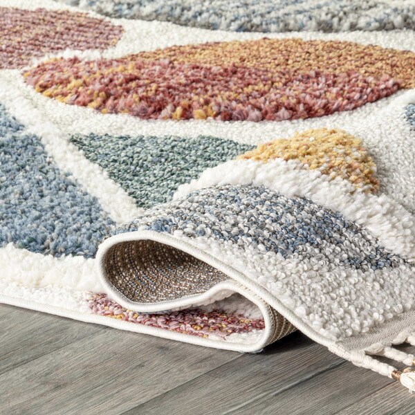 Nuloom Chaya Abstract High/Low Kids Tassel Area Rug 5ft 3in x 7ft 6in - OZOT12A-508