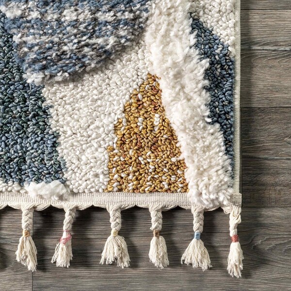 Nuloom Chaya Abstract High/Low Kids Tassel Area Rug 5ft 3in x 7ft 6in - OZOT12A-508