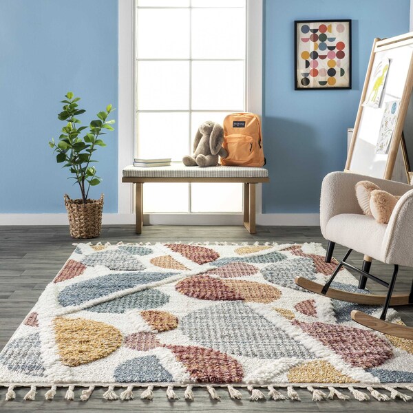 Nuloom Chaya Abstract High/Low Kids Tassel Area Rug 5ft 3in x 7ft 6in - OZOT12A-508
