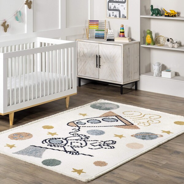 Nuloom Caree Astronaut Kids Fringe Area Rug 4ft x 6ft - KKPL05A-406