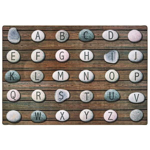 Carpets For Kids 8 x 12 ft. Rectangle Alphabet Stones Seating Rug - 60218
