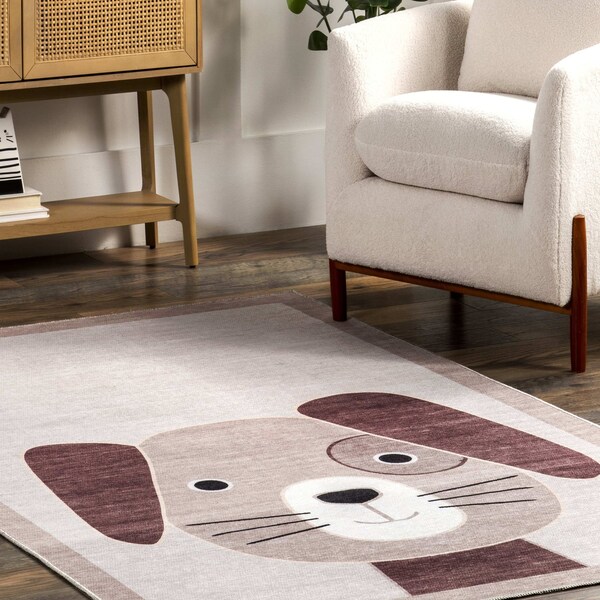 Nuloom Rizzo Puppy Kids Machine Washable Area Rug 4ft x 6ft - KFFX09A-406