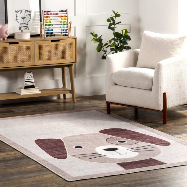 Nuloom Rizzo Puppy Kids Machine Washable Area Rug 4ft x 6ft - KFFX09A-406