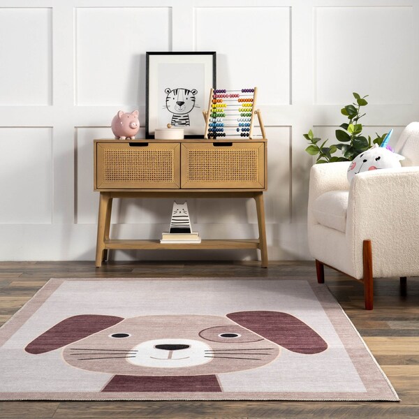 Nuloom Rizzo Puppy Kids Machine Washable Area Rug 4ft x 6ft - KFFX09A-406