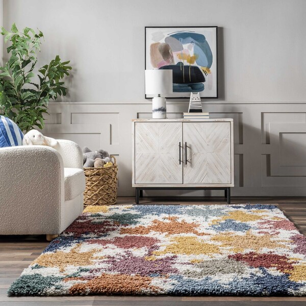Nuloom Queenie Colorful Splatter Kids Shag Area Rug 8ft x 10ft - OZCD07A-8010