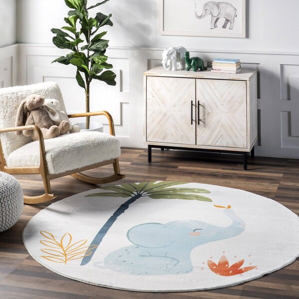 Nuloom Elain Cheerful Elephant Machine Washable Kids Area Rug 6ft - HJCL18A-R606