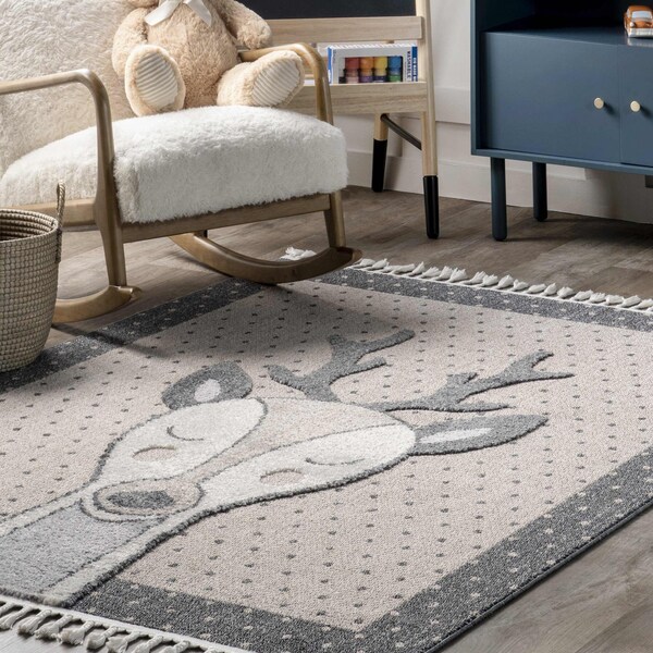 Nuloom lanor Deer Kids Tasseled Area Rug 5ft 3in x 7ft 7in - KKLR32A-53077