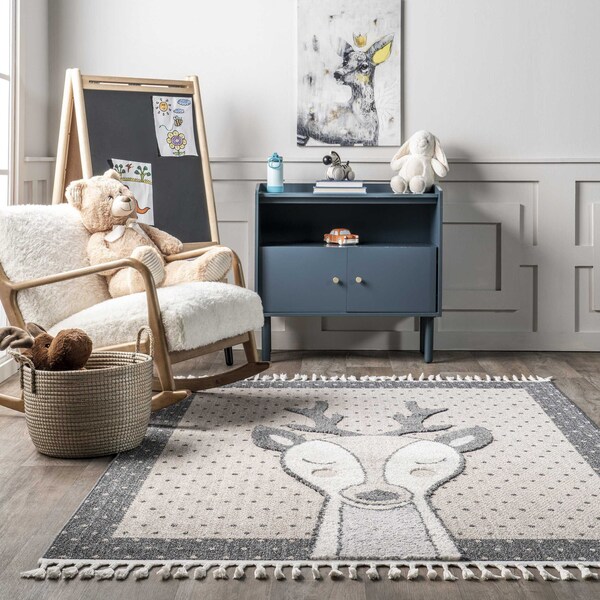 Nuloom lanor Deer Kids Tasseled Area Rug 5ft 3in x 7ft 7in - KKLR32A-53077