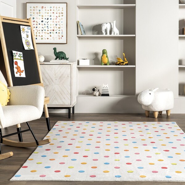 Nuloom Ilse Colorful Dots Machine Washable Kids Area Rug 3ft x 5ft - HJCL02A-305