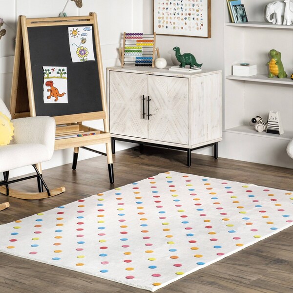 Nuloom Ilse Colorful Dots Machine Washable Kids Area Rug 3ft x 5ft - HJCL02A-305