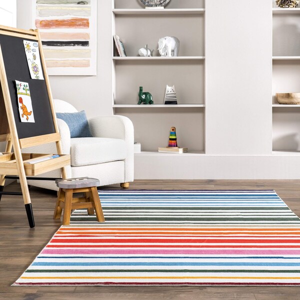 Nuloom Effie Stripes Kids Machine Washable Area Rug 4ft x 6ft - HJCL04A-406