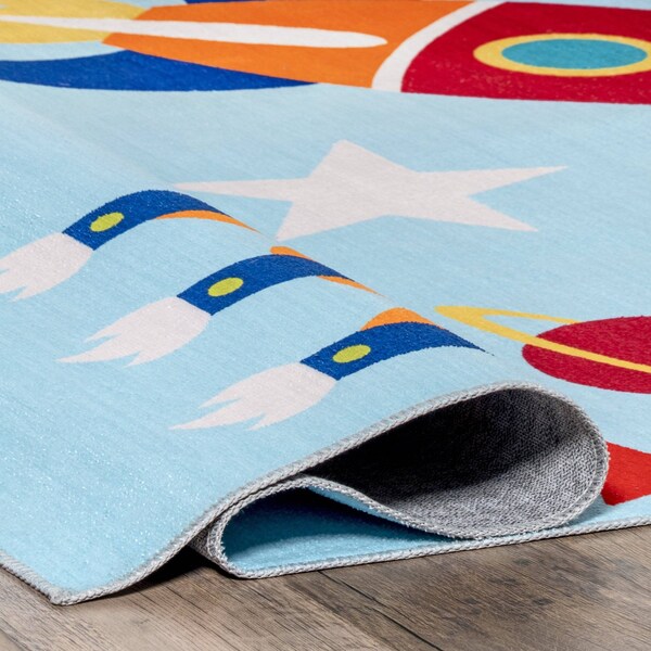 Nuloom Eddie Outer Space Machine Washable Kids Area Rug 4ft x 6ft - BIRV92A-406