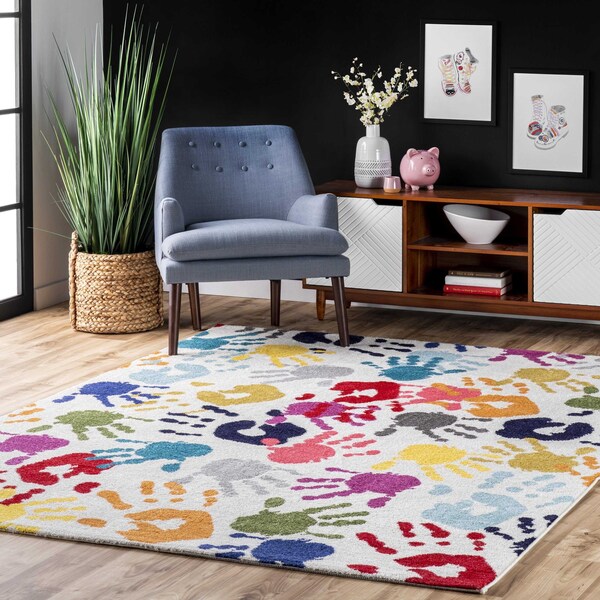 Nuloom Pinkie Handprint Kids Area Rug 5ft x 8ft - ECCR15A-508