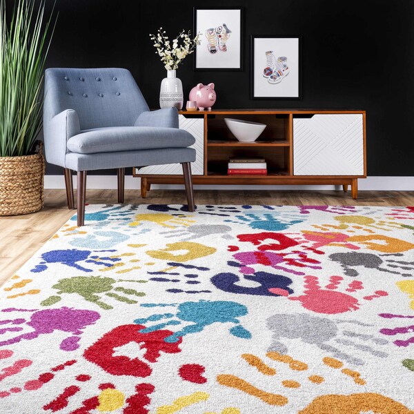 Nuloom Pinkie Handprint Kids Area Rug 5ft x 8ft - ECCR15A-508
