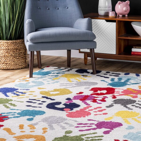 Nuloom Pinkie Handprint Kids Area Rug 5ft x 8ft - ECCR15A-508