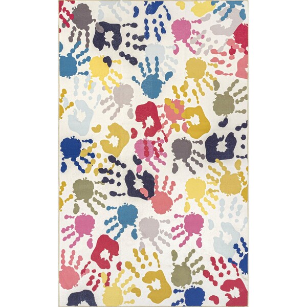 Nuloom Pinkie Machine Washable Handprint Kids Area Rug 4ft x 6ft - HJAU36A-406