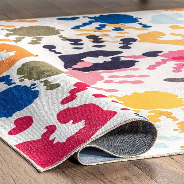 Nuloom Pinkie Machine Washable Handprint Kids Area Rug 4ft x 6ft - HJAU36A-406