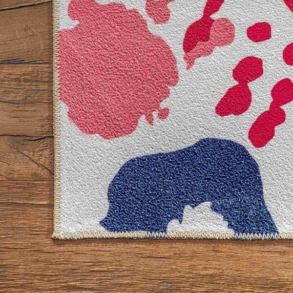 Nuloom Pinkie Machine Washable Handprint Kids Area Rug 4ft x 6ft - HJAU36A-406