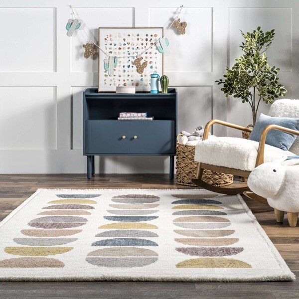 Nuloom Leyla Half Colorful Circles Kids Area Rug 8ft x 10ft - KKPL10A-8010