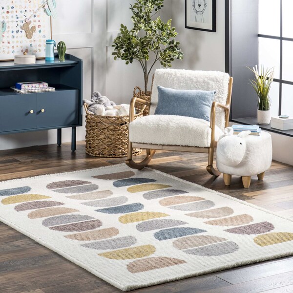 Nuloom Leyla Half Colorful Circles Kids Area Rug 8ft x 10ft - KKPL10A-8010