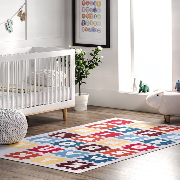 Nuloom Peri Machine Washable Kids Alphabet Nursery or Playroom Area Rug 4ft x 6ft - HJAU51A-406