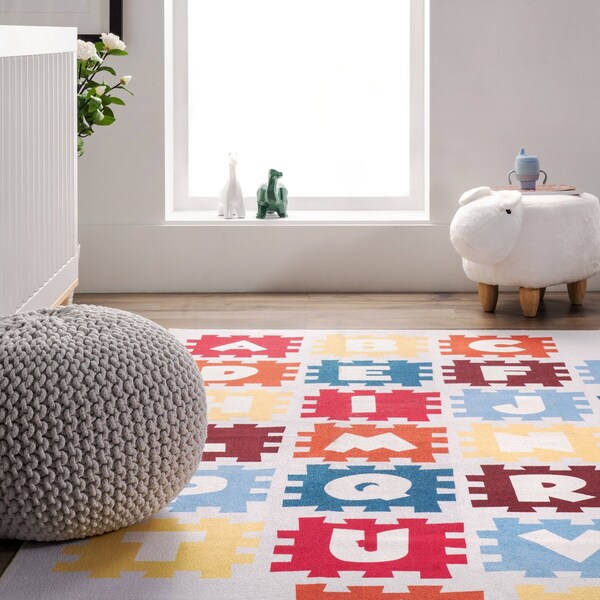 Nuloom Peri Machine Washable Kids Alphabet Nursery or Playroom Area Rug 4ft x 6ft - HJAU51A-406