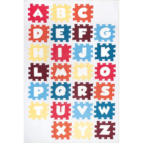 Nuloom Peri Machine Washable Kids Alphabet Nursery or Playroom Area Rug 4ft x 6ft - HJAU51A-406